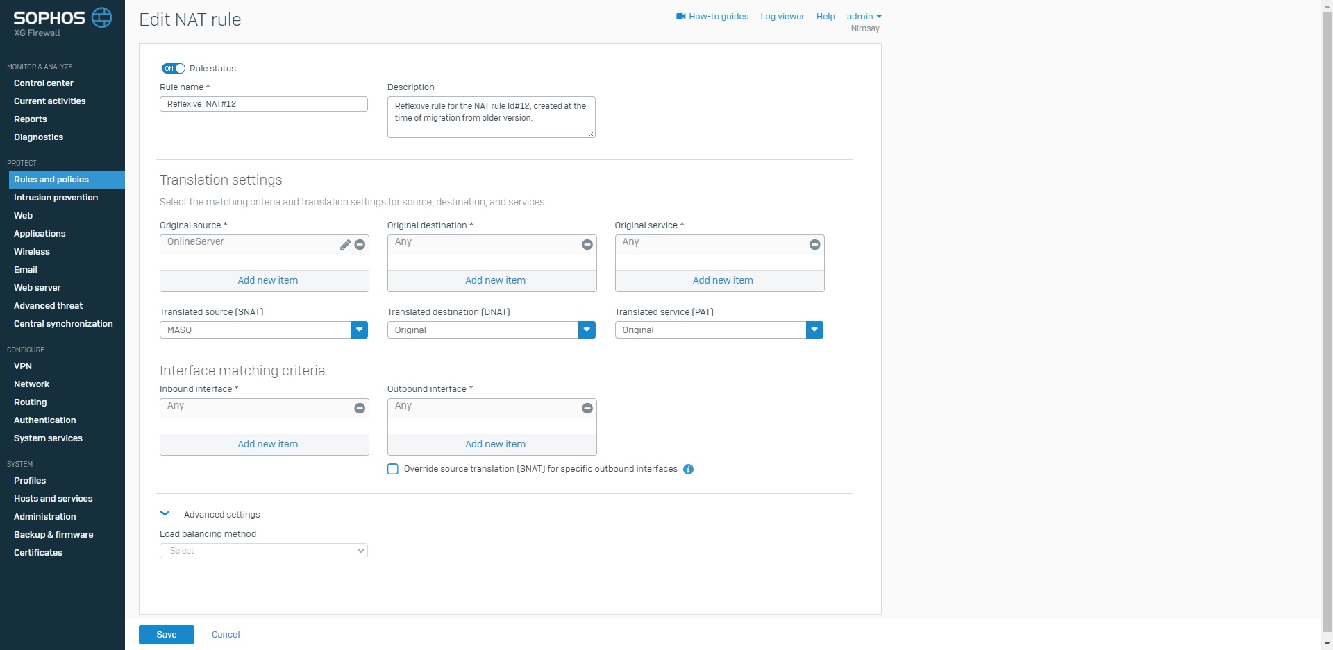 Sophos Xg 18.5