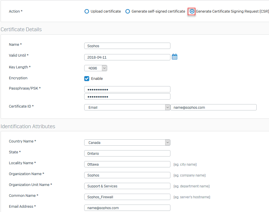 Sophos Firewall: How to generate a certificate signing request (CSR ...