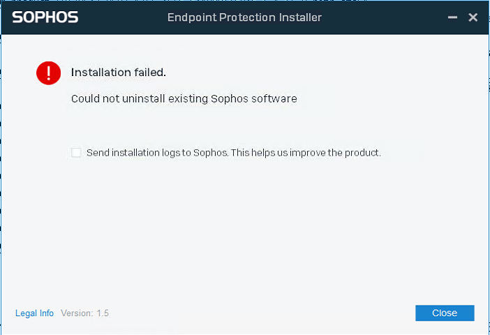 Not Able To Install Sophos Endpoint Could Not Uninstall Existing Sophos Software Discussions Intercept X Endpoint Sophos Community
