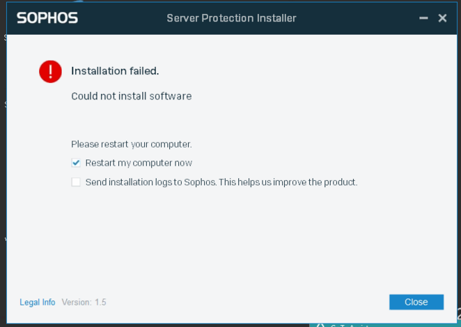 Cannot Install Sophos On Server. Installation Fails With Error Message ...