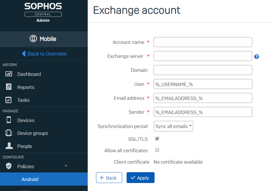 Password For Exchange Account Discussions Sophos Mobile Sophos Community