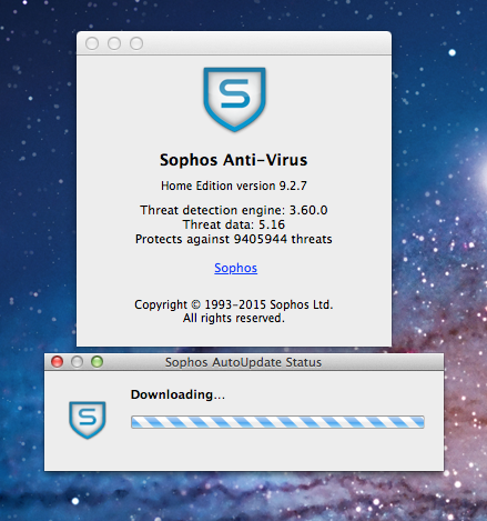 sophos download stuck at 145 mb