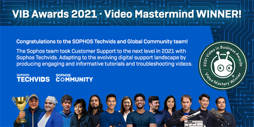 Sophos Techvids Wins 2021 Video Mastermind Award!