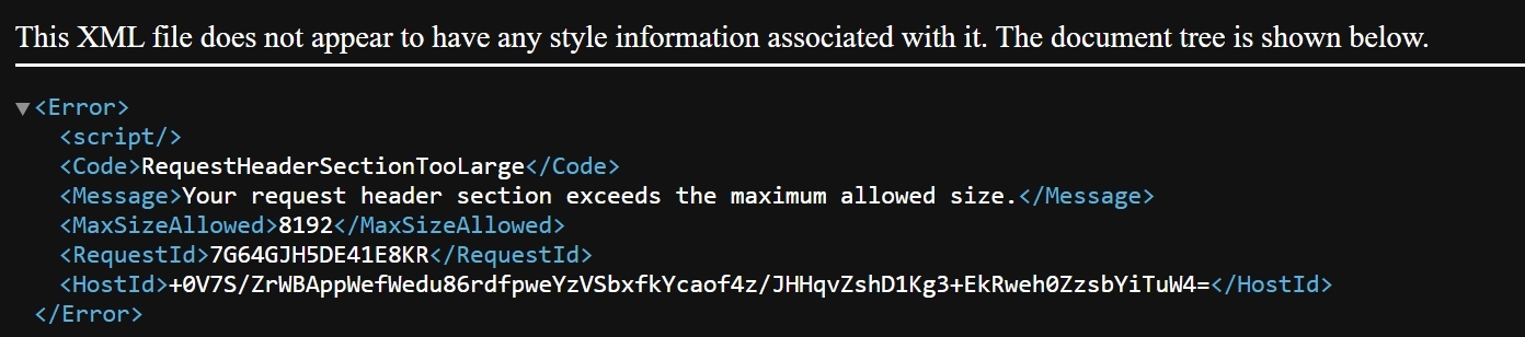 RequestHeaderSectionTooLarge