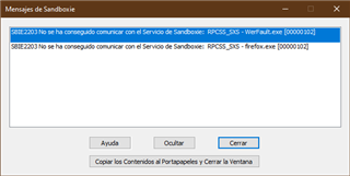 sandboxie windows application error