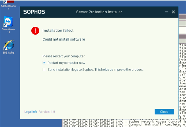sophos home software doesnt install