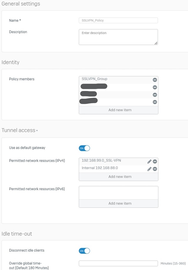 SSL VPN policy